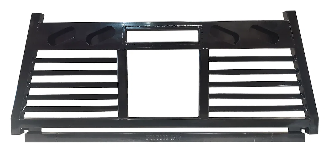 FR203L – CATTLEMAN Headache Rack, Powder Coated Black Steel With Mounting Kit With Louvers With Window Cutout Light C...